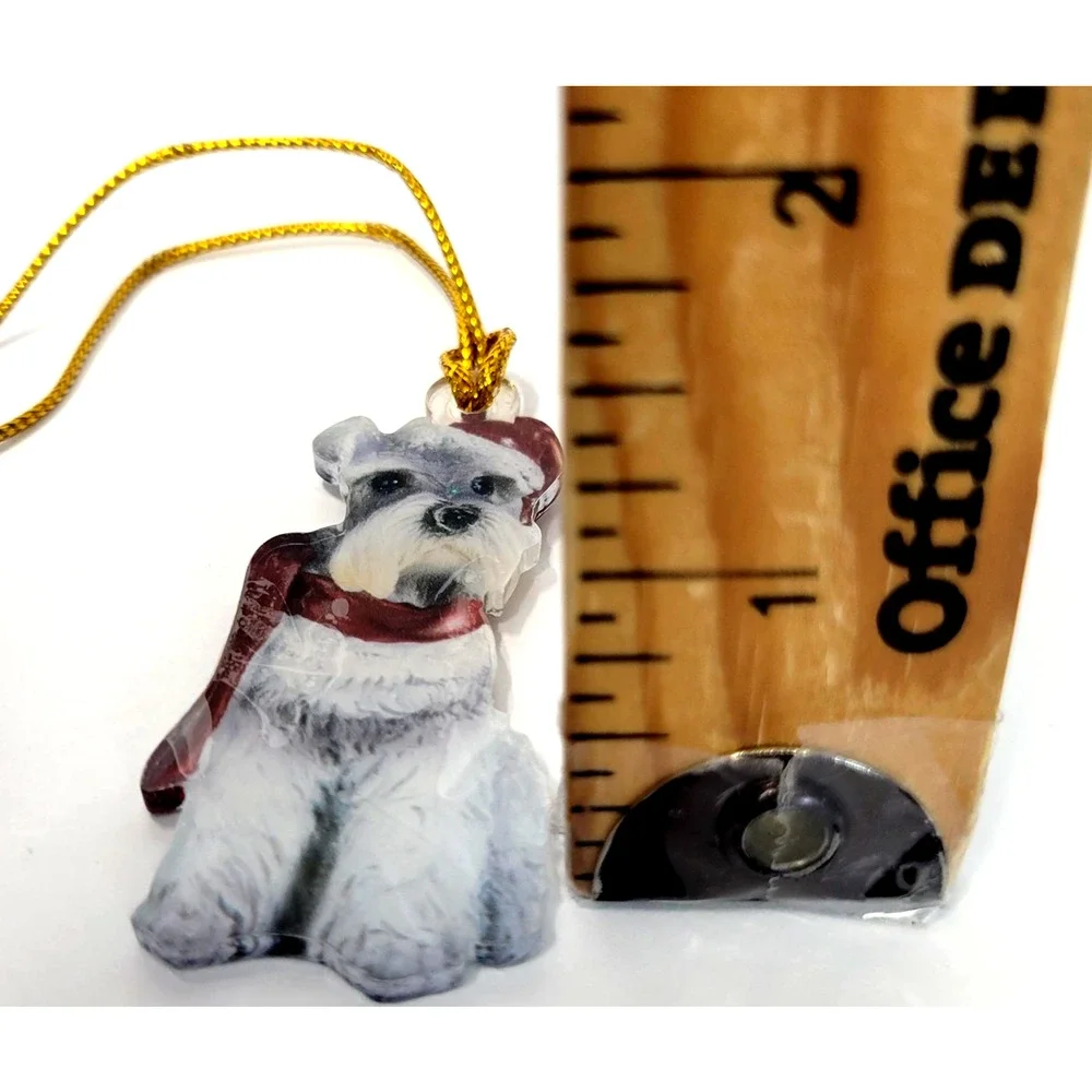 Schnauzer Dog Christmas Tree Ornament Santa Hat Scarf Holiday‎ Decor Hanging